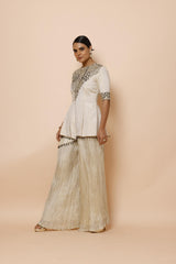 SHIMMER TISSUE JACKET WITH CRUSH PANTS