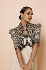 IVORY GOWN WITH AJRAKH JACKET