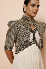 IVORY GOWN WITH AJRAKH JACKET