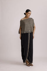AJRAKH ONE SHOULDER TOP WITH DRAPE SKIRT