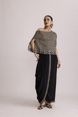 AJRAKH ONE SHOULDER TOP WITH DRAPE SKIRT