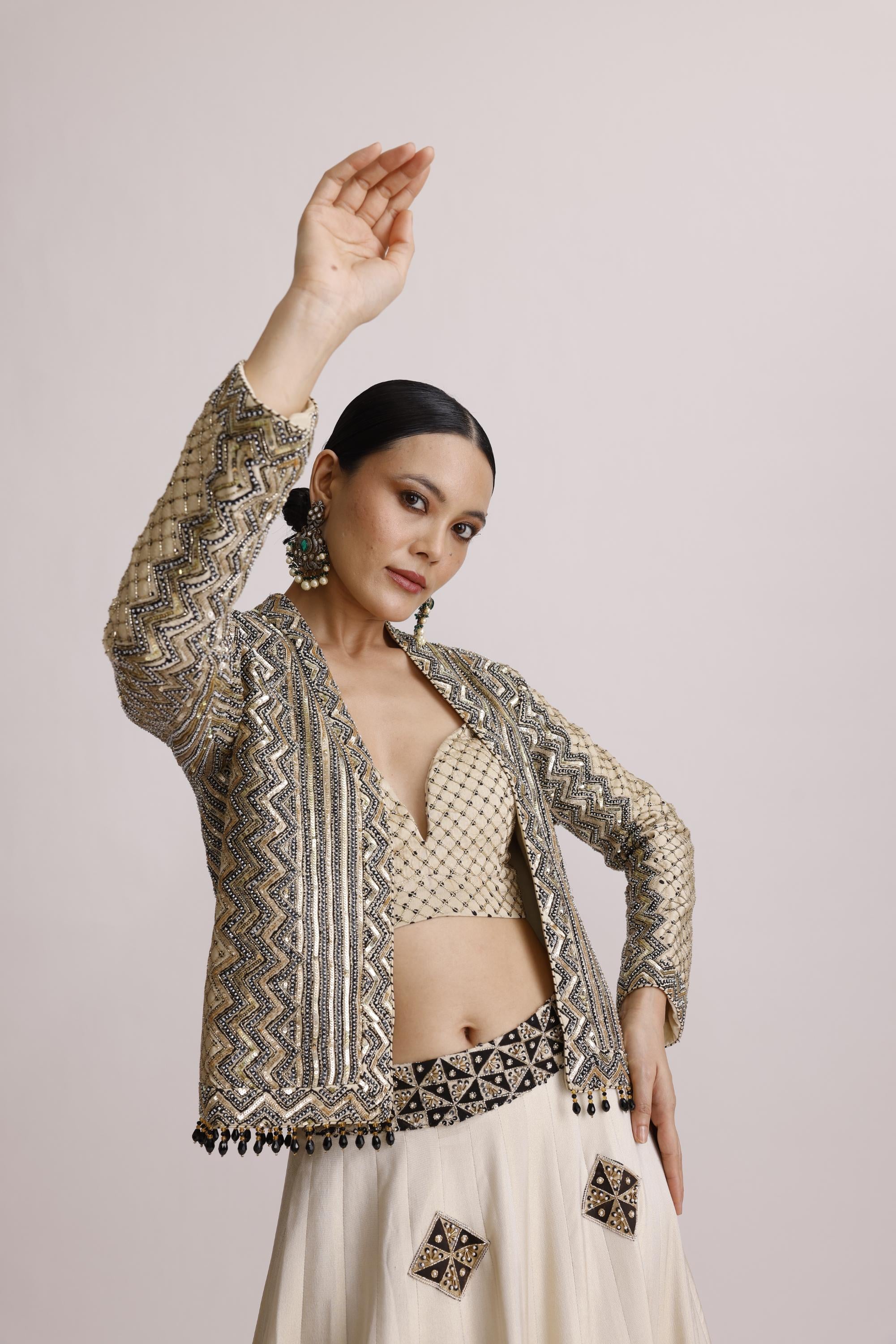 IVORY BRALETTE SKIRT AND JACKET