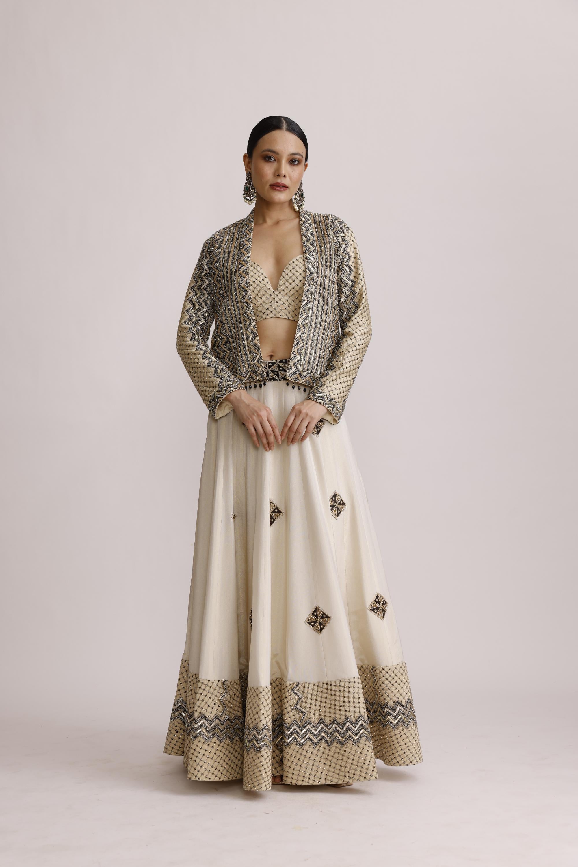 IVORY BRALETTE SKIRT AND JACKET