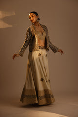 IVORY BRALETTE SKIRT AND JACKET