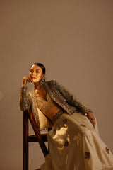 IVORY BRALETTE SKIRT AND JACKET