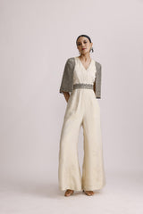 IVORY JUMPSUIT WITH BELT