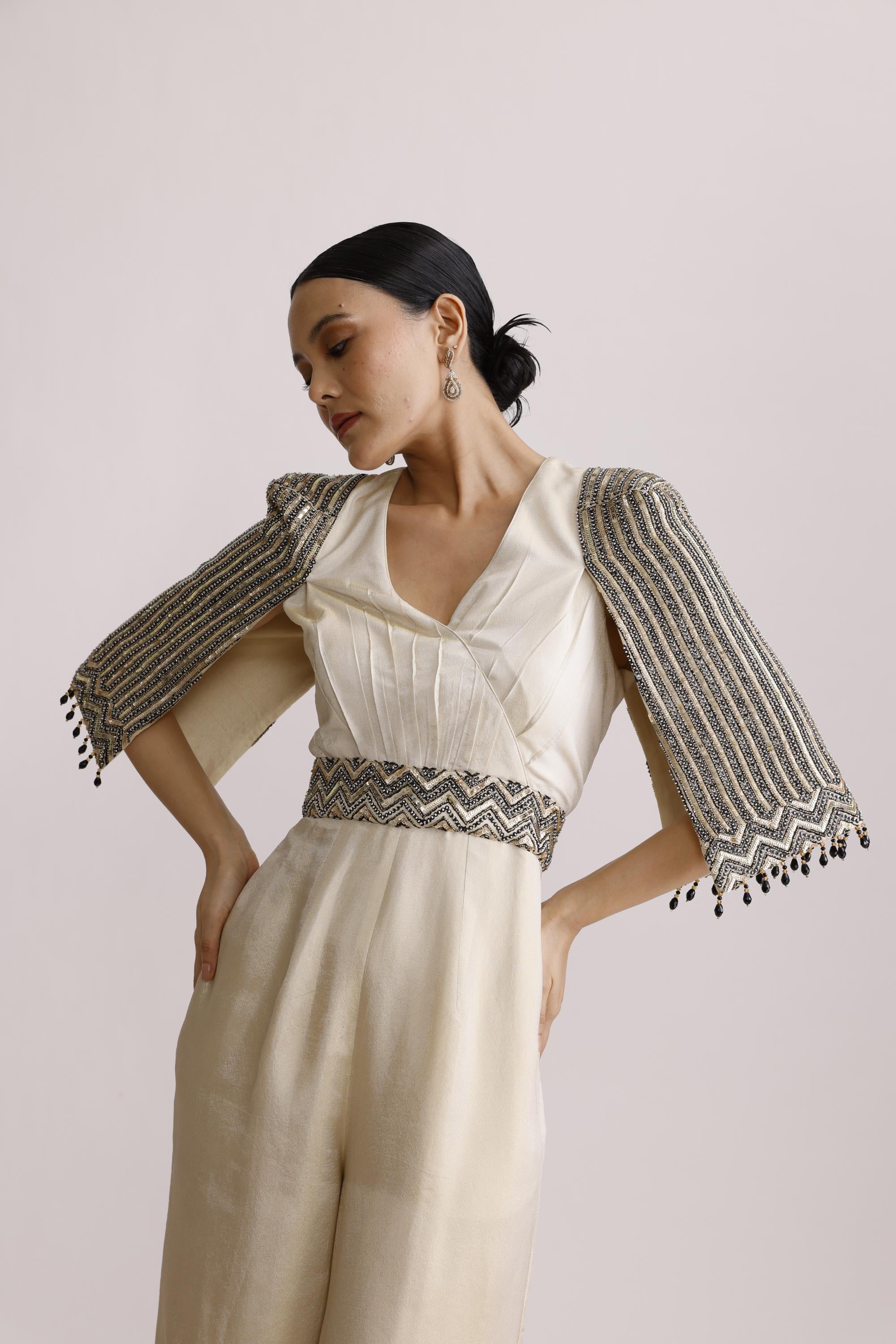 IVORY JUMPSUIT WITH BELT