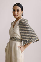 IVORY JUMPSUIT WITH BELT