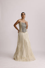 IVORY CORSET TOP WITH CRUSH SKIRT
