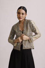BLACK CORSET JUMPSUIT WITH AJRAKH JACKET