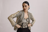 BLACK CORSET JUMPSUIT WITH AJRAKH JACKET