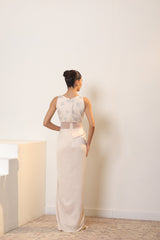 Ivroy Crepe Satin Western Embroidered Gown - Premium Cocktail Wear