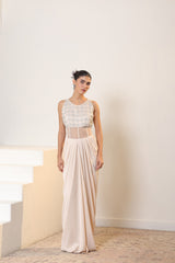 Ivroy Crepe Satin Western Embroidered Gown - Premium Cocktail Wear