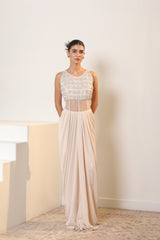 Ivroy Crepe Satin Western Embroidered Gown - Premium Cocktail Wear
