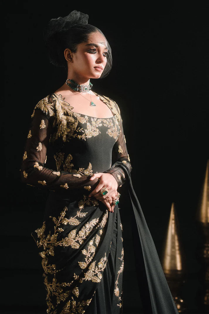 The Sunheri Bel Stitched Saree Set