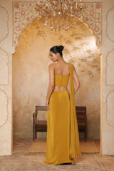 Golden Yellow Crepe Sharara Set - Embroiderd Haldi Wear