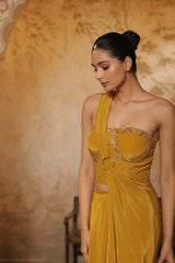 Golden Yellow Crepe Sharara Set - Embroiderd Haldi Wear