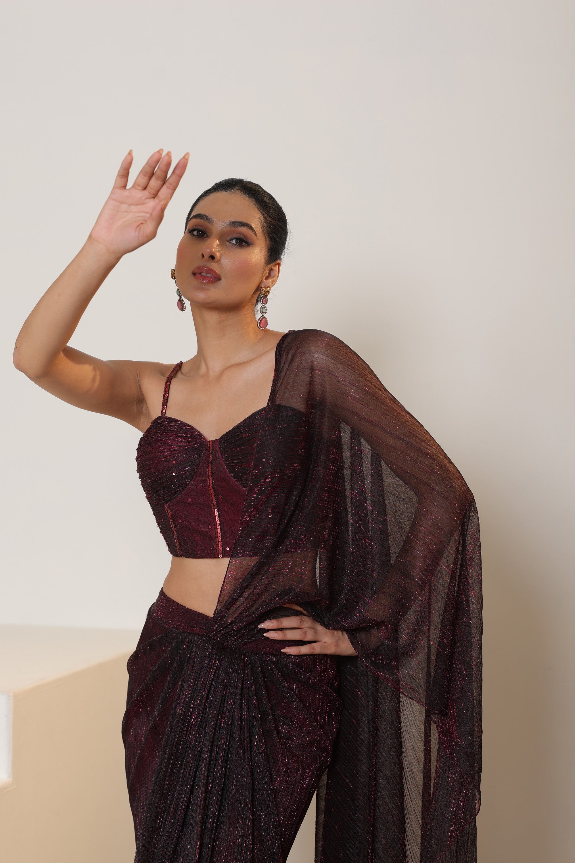 Wine Saree - Premium Sangeet Wear