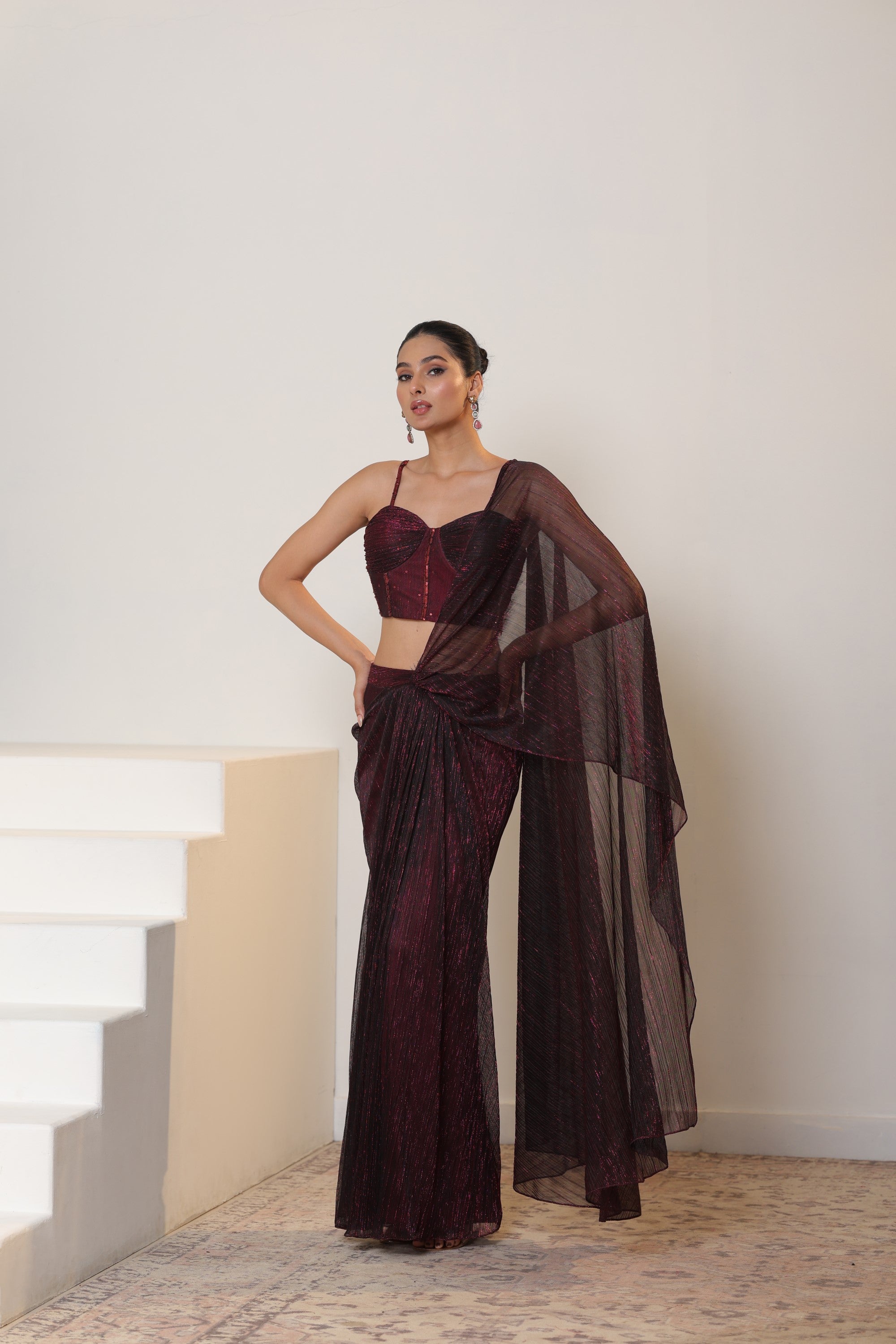 Wine Saree - Premium Sangeet Wear