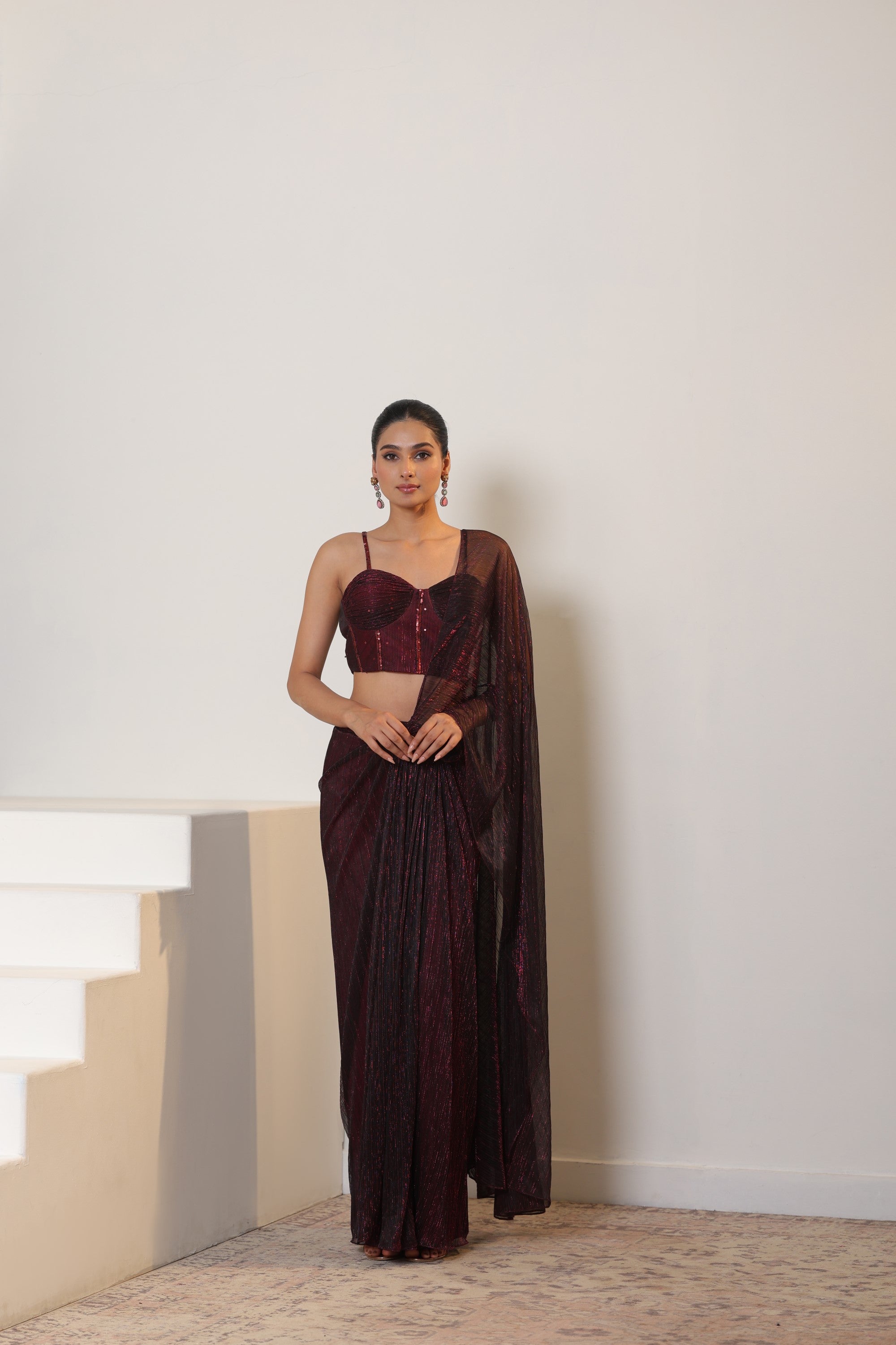 Wine Saree - Premium Sangeet Wear