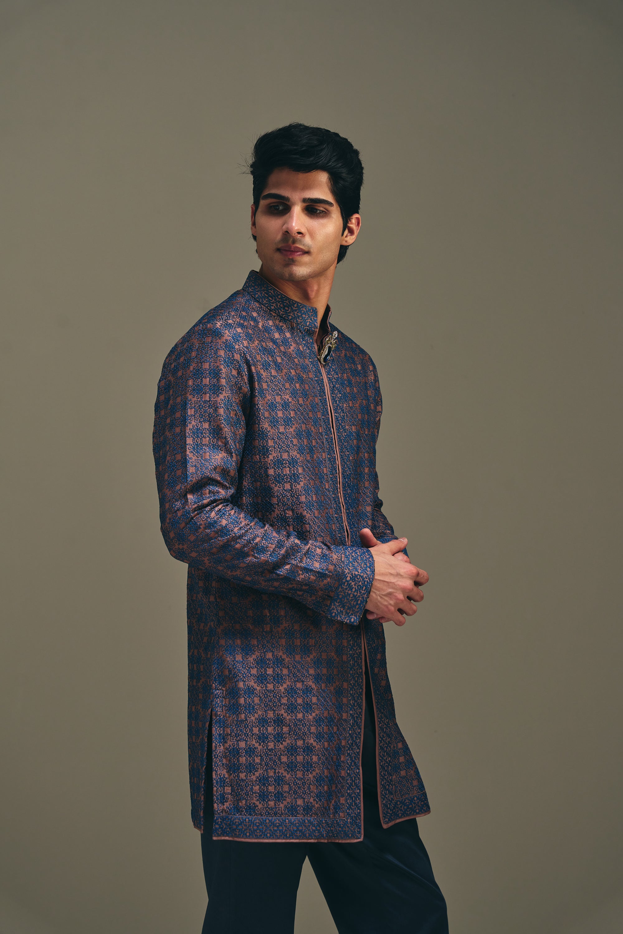 Mosaic Front Open Kurta Set