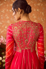 Mandarin Maroon Anarkali Suit