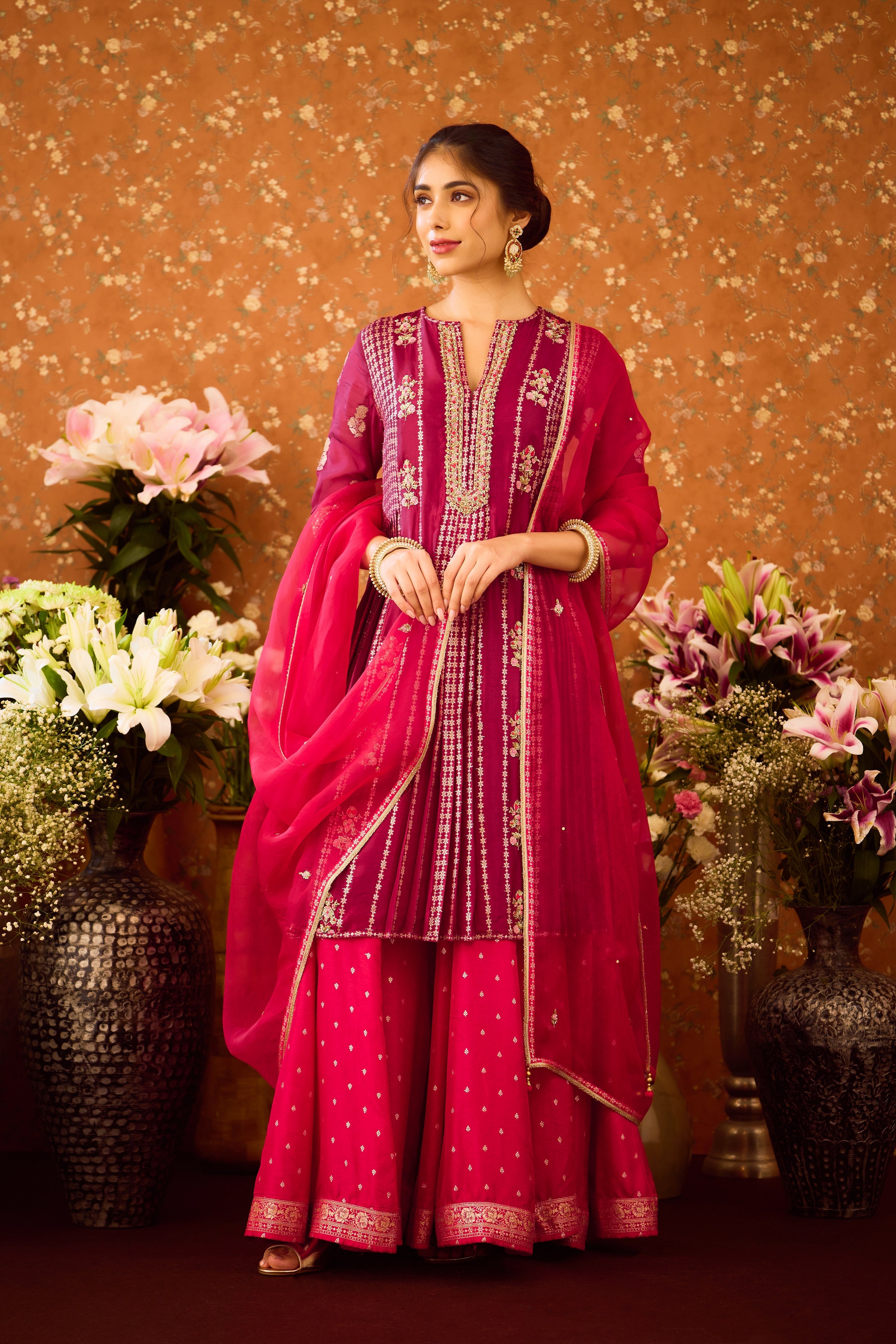 Raspberry Purple Kurta Sharara Set