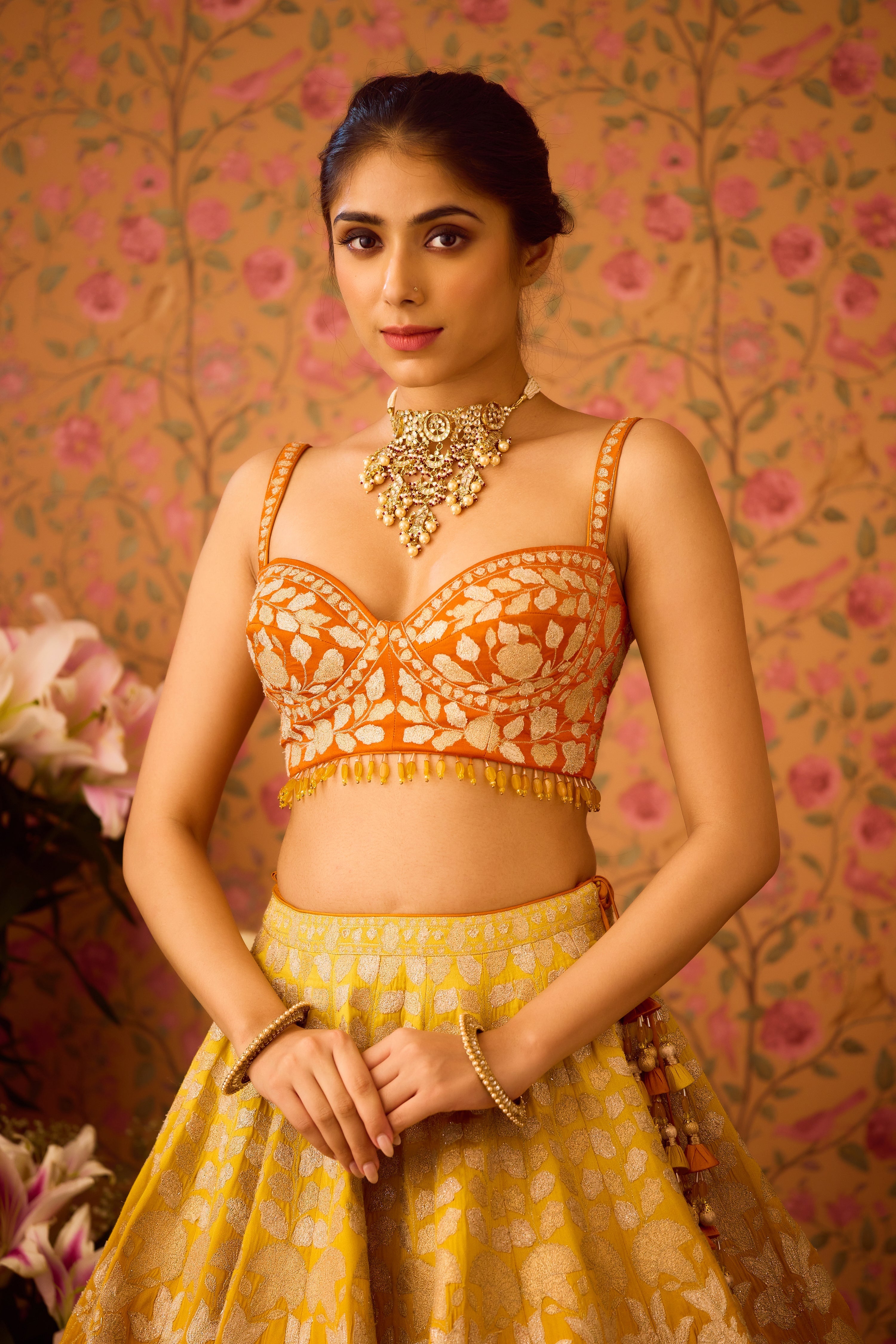 Spectra Yellow Orange Lehenga Set