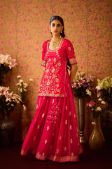 Scarlet Red Maroon Kurta Skirt Set