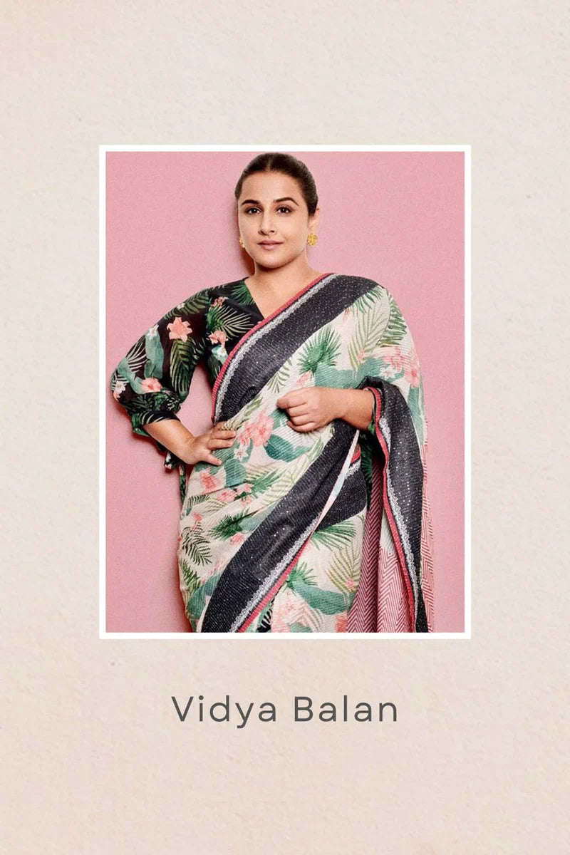 TROPICAL PRINTED SAREE SET