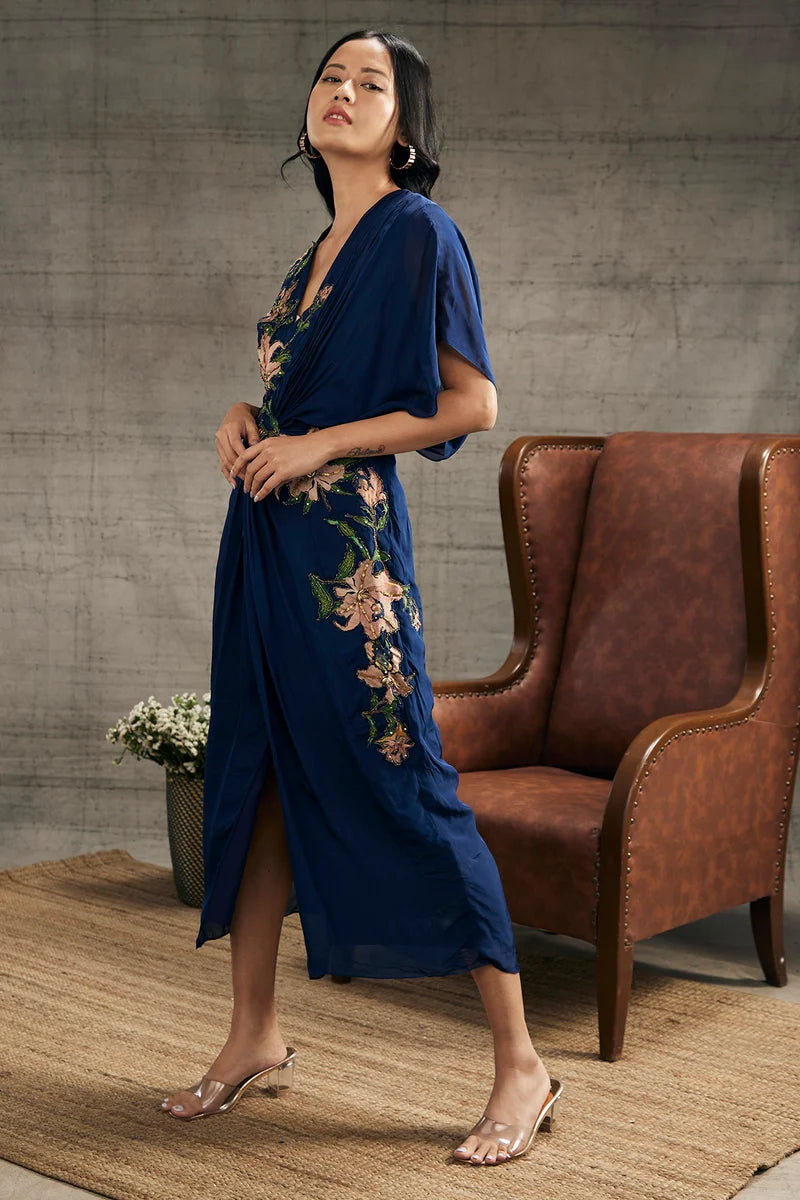 ORCHID BLOOM EMBROIDERED PATCHWORK DRESS