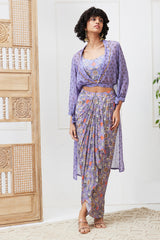 Tabriz Embellished Drape Skirt Set