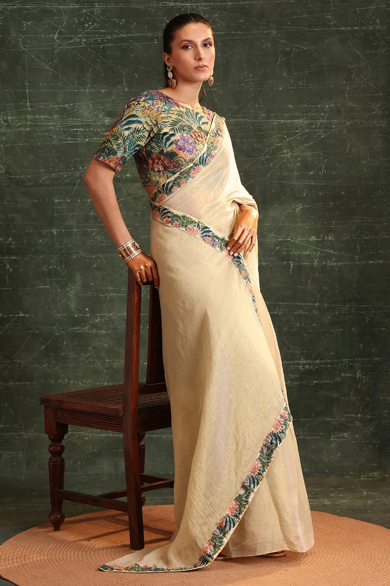 KAIRA EMBELLISHED PRE-STITCHED SAREE SET