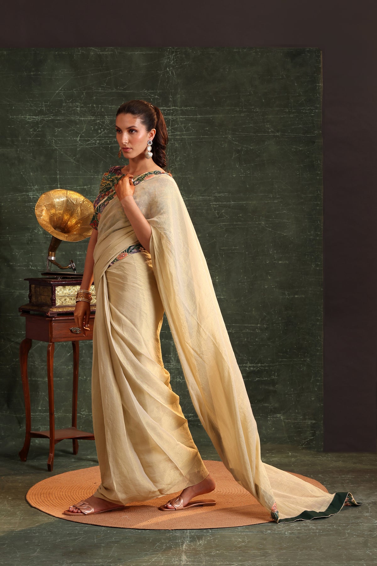Kaira Embellished Pre-Stitched Saree Set