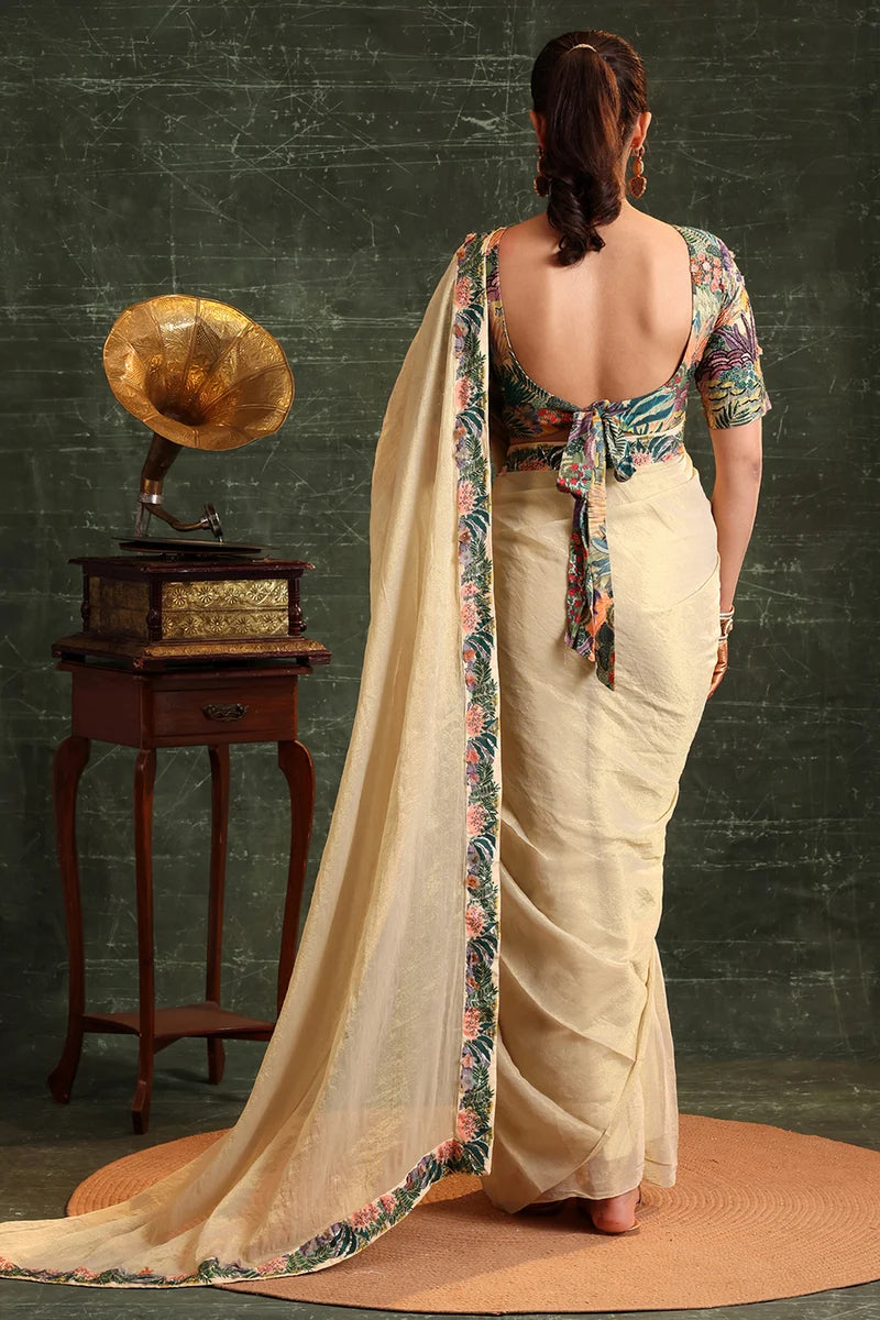 KAIRA EMBELLISHED PRE-STITCHED SAREE SET