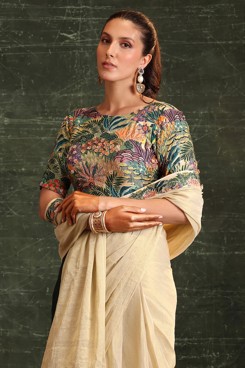 KAIRA EMBELLISHED PRE-STITCHED SAREE SET