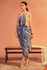 Adira Embroidered drape dress set
