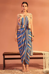 Adira Embroidered drape dress set
