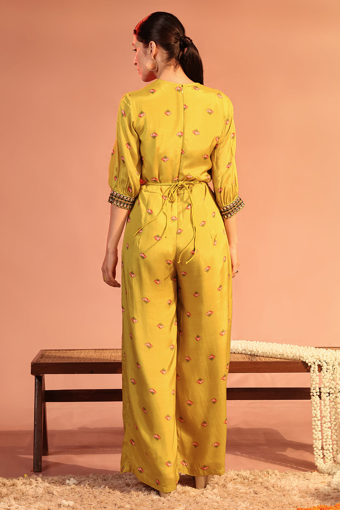 Tamaya Embellished Overlap Jumpsuit with Belt