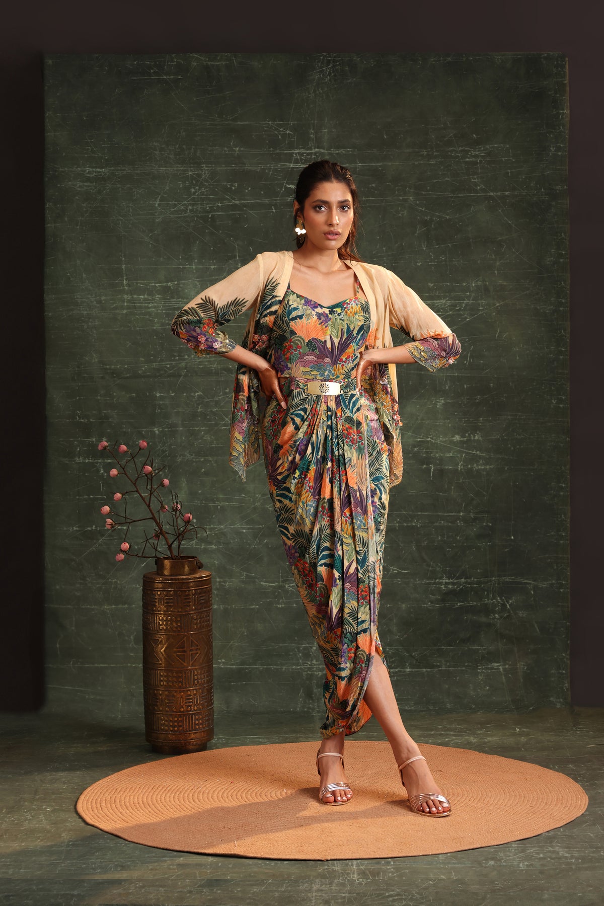 Kaira Embellished Drape Dress Set