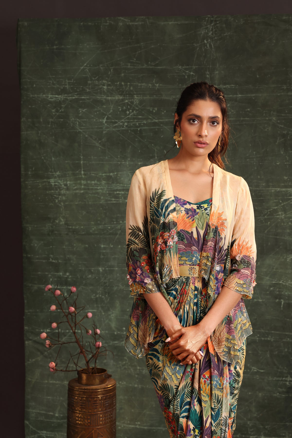 Kaira Embellished Drape Dress Set