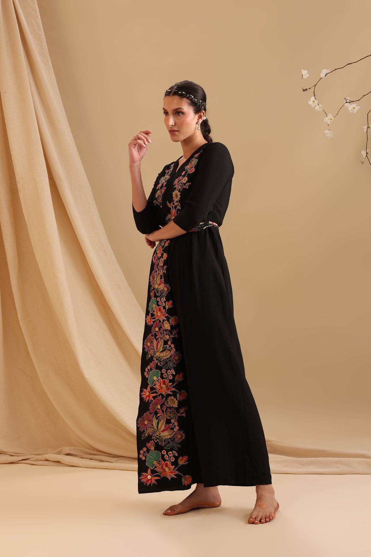 Aarani Applique Overlap Jumpsuit with Belt