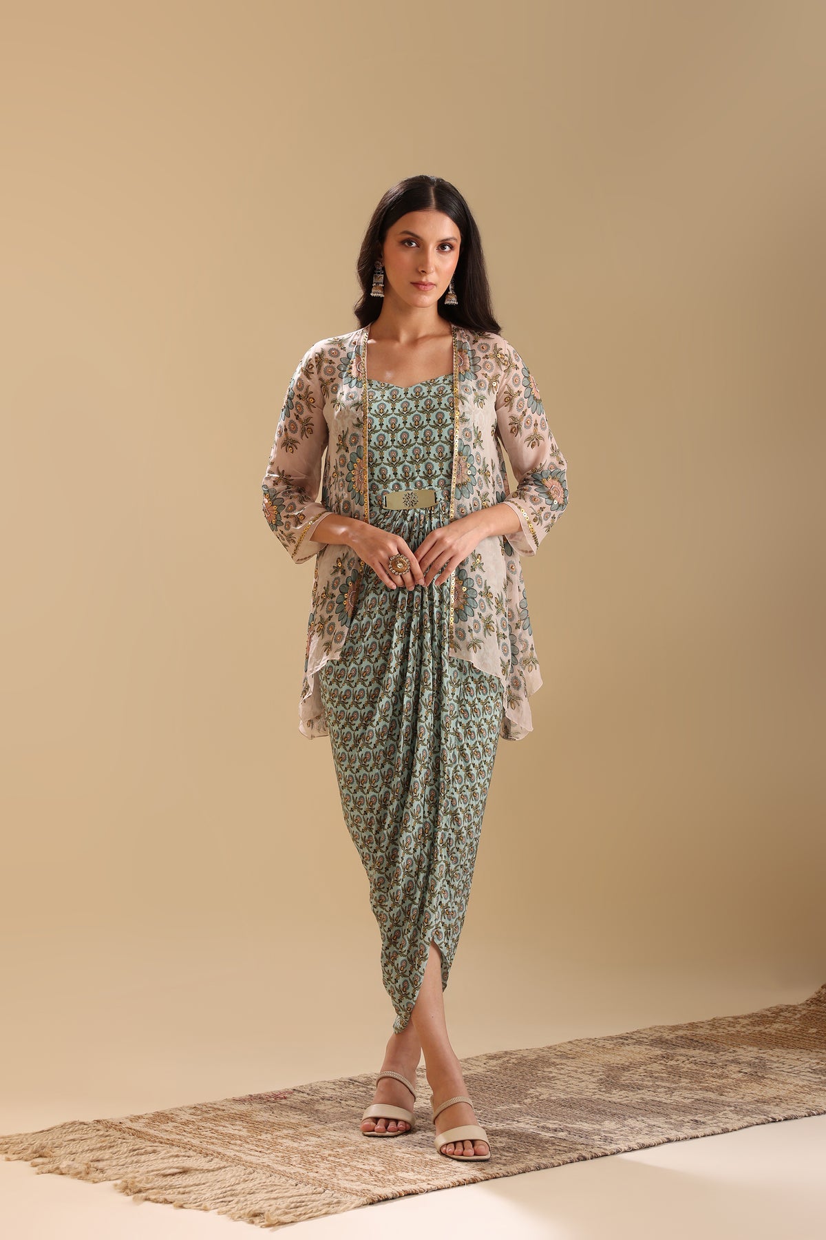 Eraya Embellished Drape Dress Set