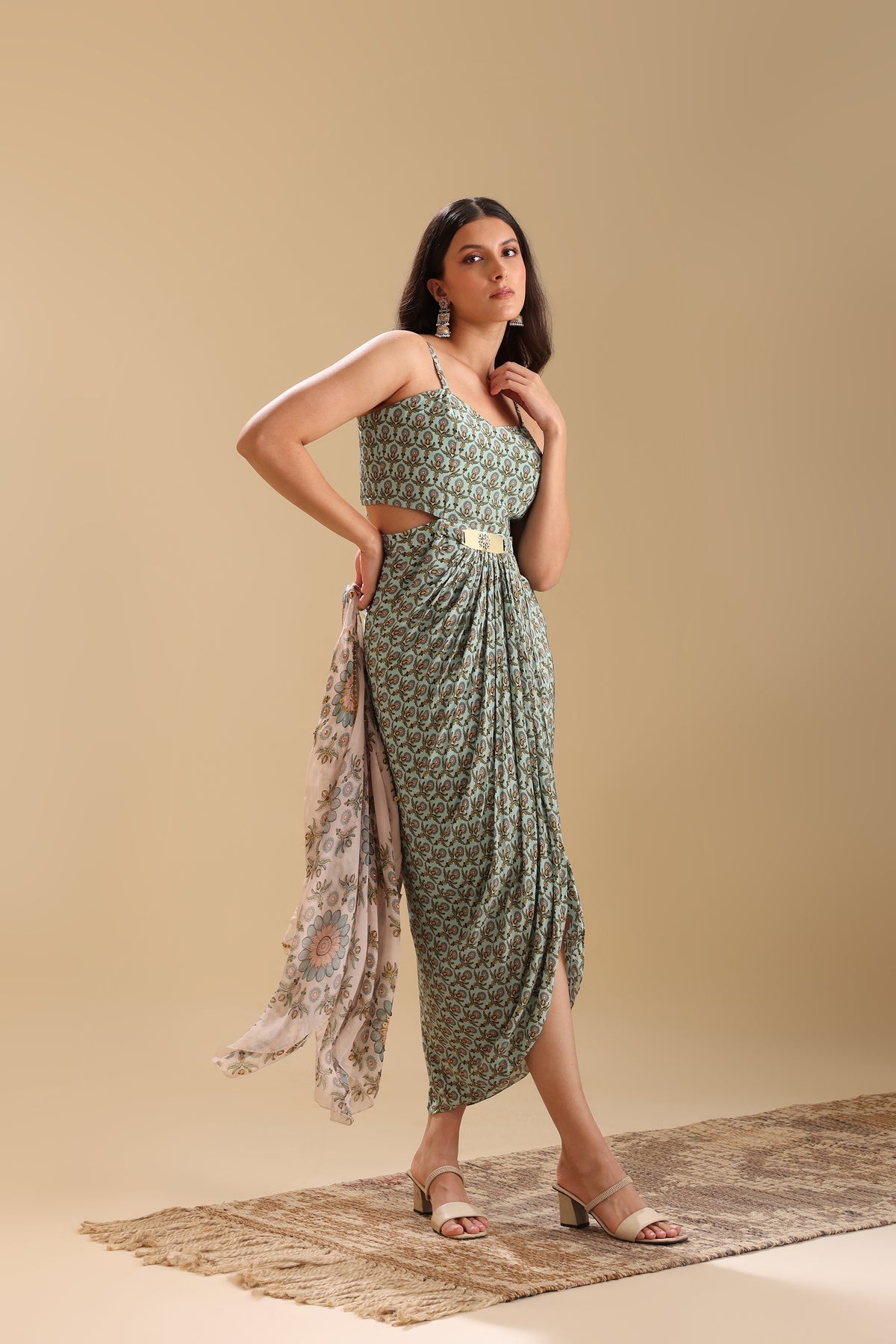 Eraya Embellished Drape Dress Set