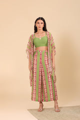 Naqsh Embellished Palazzo Set with Cape