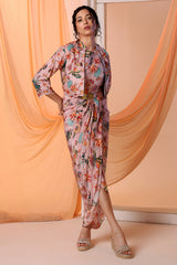 Arani Printed Drape Dress Set