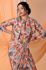 Arani Printed Drape Dress Set