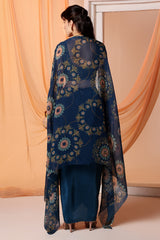 Eraya Embellished Drape Skirt Set with Cape