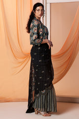 Eraya Embroidered Pre-Stitched Saree Set