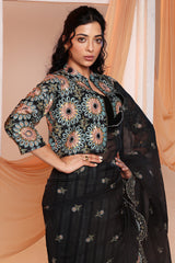 Eraya Embroidered Pre-Stitched Saree Set